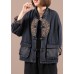 Boho Black Button Embroideried Pockets Fall Denim Jackets