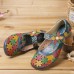 SOCOFY Natural Flowers Hollow Out Cowhide Leather Comfy Breathable Wearable Casual Flat Shoes
