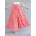 Pink Linen Wide Leg Pants High Waist Wrinkled Summer