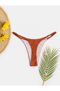 Women Solid Color Low Waist Bikini Thong