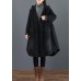 Women black  clothes Fashion Ideas hooded large hem coat