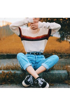 Rainbow Smiley Loose Round Neck Knitted Sweater HF0901-02-03