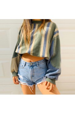 Striped retro splicing for leisure HF3115-03-03