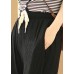 Plus Size Solid Black Elastic Waist Drawstring Pockets Beam Pants Summer