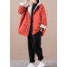 Fashion Orange hooded zippered Pockets Loose Winter parkas Coat