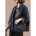 Boho Black Button Embroideried Pockets Fall Denim Jackets