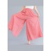 Pink Linen Wide Leg Pants High Waist Wrinkled Summer