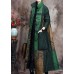 Boutique Green Print Pockets Thick Cotton Winter Long sleeve Coat