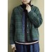 Plus Size Green Plaid Button Patchwork Winter Jackets Long sleeve