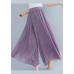 Bohemian Purple Elastic Waist Linen Wide Leg Pants Summer