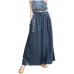 Casual Grey Elastic Waist Drawstring Pockets Linen Wide Leg Pants Summer