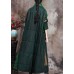 Boutique Green Print Pockets Thick Cotton Winter Long sleeve Coat