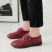 Women Brief Cowhide Leather Soft Sole Non Slip Comfy Flats Casual Shoes