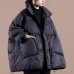 Casual plus size clothing womens parka Jackets black stand collar Large pockets down coat winter