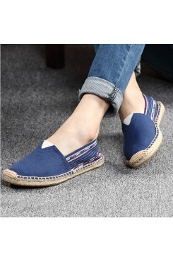 Women Large Size Ethnic Style Linen Slip  on Espadrille Fisherman’s Shoes