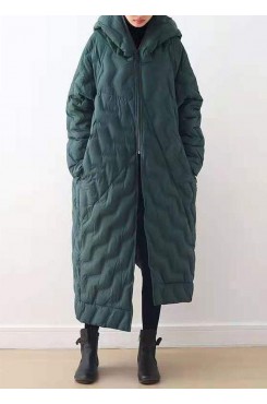 Casual Loose fitting down jacket hooded overcoat asymmetric down coat winter