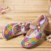SOCOFY Natural Flowers Hollow Out Cowhide Leather Comfy Breathable Wearable Casual Flat Shoes
