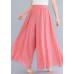 Pink Linen Wide Leg Pants High Waist Wrinkled Summer