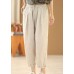 Simple Linen Color Elastic Waist Drawstring Pockets Solid Color Linen Harem Pants Summer