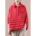 Elegant plus size down jacket overcoat red lapel pockets goose Down coat