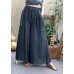 Casual Grey Elastic Waist Drawstring Pockets Linen Wide Leg Pants Summer