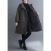 Organic Grey Hooded Zippered Pockets Winter Long sleeve Coat