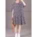 Elegant Black Puff Sleeve Plaid Print Patchwork Cotton A Line Dress Summer