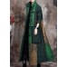 Boutique Green Print Pockets Thick Cotton Winter Long sleeve Coat