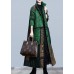 Boutique Green Print Pockets Thick Cotton Winter Long sleeve Coat