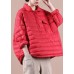 Elegant plus size down jacket overcoat red lapel pockets goose Down coat