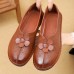 Women Brief Vintage Floral Pattern Round Toe Soft Sole Comfy Flats