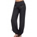 Women Casual High Waist Solid Color Button Yoga Harem Pants