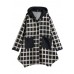 Women Plaid Pockets Button Fall Thick Hoodies Outwear Long sleeve