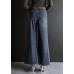 Fashion Blue High Waist Hole Pockets Cotton Denim Flare Pants Summer