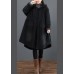 Women black  clothes Fashion Ideas hooded large hem coat